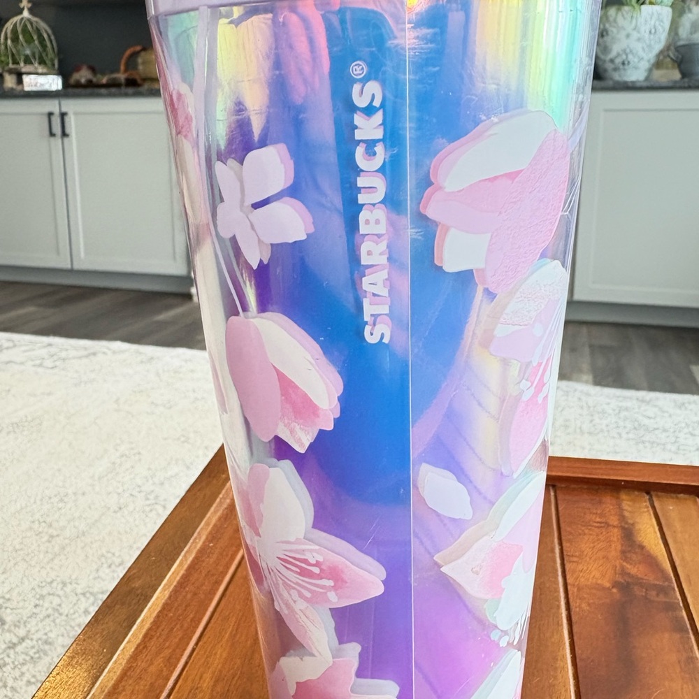 Starbucks Cherry Blossom Cold Cup 24 Oz Tumbler with Silicone Flower Topper - Picture 3 of 5